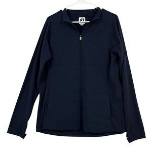 FootJoy Full Zip Golf Jacket Large Mens Stretch Polyester Nylon DG Patch Pocket